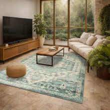 (200x290cm (Extra Large Rug), Ember) Persian Cashmere Rug Traditional Vintage Style Carpet-Non Slip Area Rug for Living Room Bedroom UK