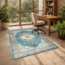 (120x170cm (Medium Area Rug), Regal) Persian Cashmere Rug Traditional Vintage Style Carpet-Non Slip Area Rug for Living Room Bedroom UK