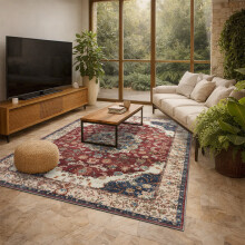 (160x230cm (Large Area Rug), Whisper) Persian Cashmere Rug Traditional Vintage Style Carpet-Non Slip Area Rug for Living Room Bedroom UK