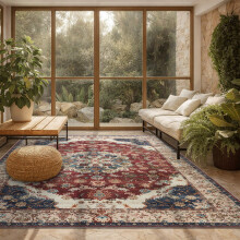 (240x320cm (Grand Rug), Whisper) Persian Cashmere Rug Traditional Vintage Style Carpet-Non Slip Area Rug for Living Room Bedroom UK