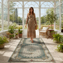 (60x220cm (Hallway Runner), Willow) Persian Cashmere Rug Traditional Vintage Style Carpet-Non Slip Area Rug for Living Room Bedroom UK