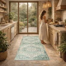 (80x150cm (Runner Rug), Ember) Persian Cashmere Rug Traditional Vintage Style Carpet-Non Slip Area Rug for Living Room Bedroom UK