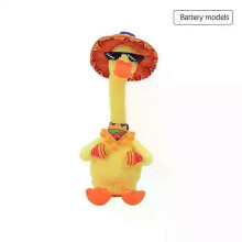(01 Without Battery) Dancing Singing Duck Plush Interactive Toy Recording Lighting Stuffed Toys With 120 Songs