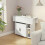 Mobile Folding Dining Table with Wheels Foldable Side Table with Door Cabinet Open Shelf for Kitchen 1