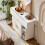 Mobile Folding Dining Table with Wheels Foldable Side Table with Door Cabinet Open Shelf for Kitchen 4