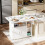 Mobile Folding Dining Table with Wheels Foldable Side Table with Door Cabinet Open Shelf for Kitchen 6