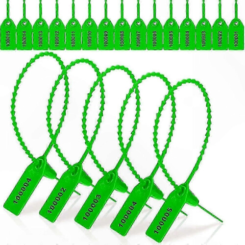 1000 Pack Green Security Seals Compatible with Fire Extinguishers Tamper-Proof Tags Plastic