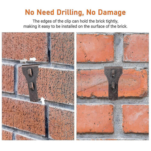No Drill Brick Hooks 10pcs Outdoor Hanging Clips for 60-70mm Height 2