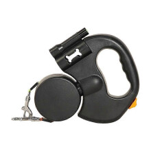 (Black) Illuminated Double Retractable Leash for Two Dogs, 360 Anti-Tangle Swivel Strap