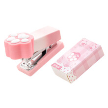 Draagbare miniatuur nietmachine met kattenthema Charmant,-Roze