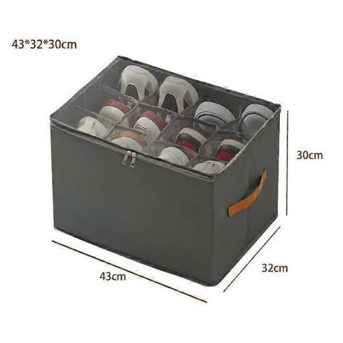 (Gray) Emboadlie Fabric Shoe Organizer Storage Box,Collapsible Shoe Storage Organizer