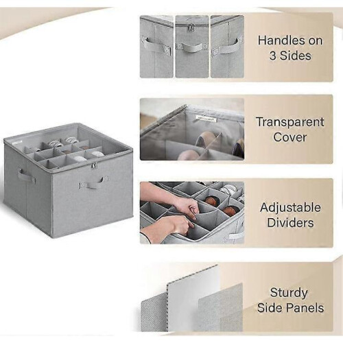 (Gray) Emboadlie Fabric Shoe Organizer Storage Box,Collapsible Shoe Storage Organizer 1