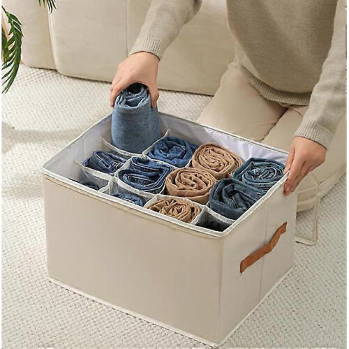 (Beige) Emboadlie Fabric Shoe Organizer Storage Box,Collapsible Shoe Storage Organizer 2