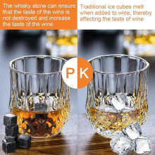 Set di bicchieri da whisky, bicchieri da whisky in cristallo, pietre per whisky, 2 bicchieri da whisky, 8 pietre per whisky, sacchetto in ve