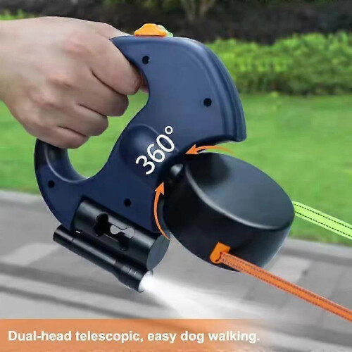 (Black) Illuminated Double Retractable Leash for Two Dogs, 360 Anti-Tangle Swivel Strap 1