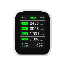 8-in-1 draagbare CO2-detector voor binnenluchtkwaliteit met wifi, compatibel met de Tuya-app, en een NDIR-sensor voor temperatuur en lu