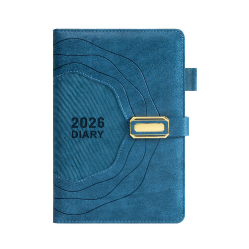 365 dagen 2026 planner premium PU lederen binding dik-blauw