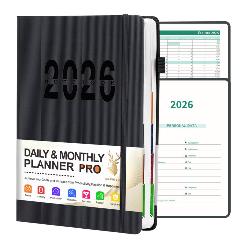 2026 Schemaplanner Dagelijkse planner Multifunctionele-zwart