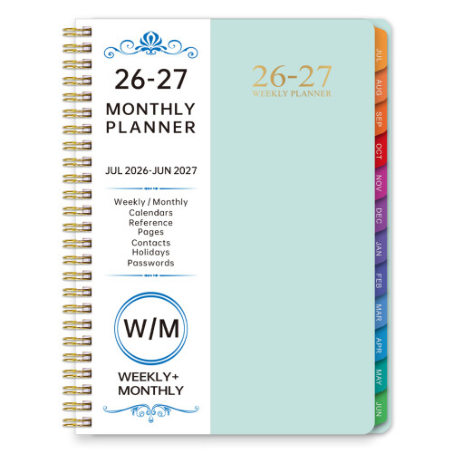 2026 Wekelijkse Planner Notebook Twin Coil Bindende-meer blauw