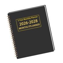 2026-2028 Daily Monthly Planner Twin Coil Binding-A black