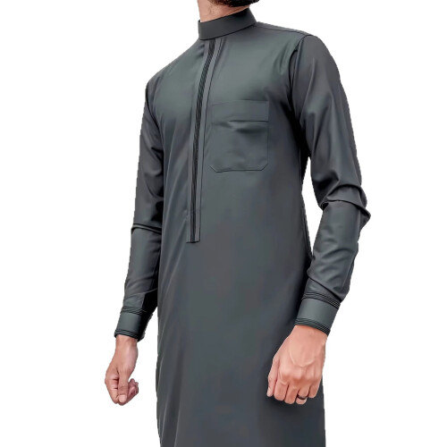 Elegant Middle Eastern Robe For Men Lightweight-dark gray XL