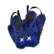 Plush Backpack Gothic Punk Rabbit Ears Backpack-blue black