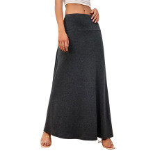 Women's Casual Long Skirts Strhy Soft Flowy Maxi-Dark Grey S