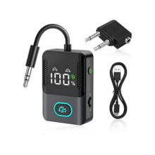 Trasmettitore e ricevitore Bluetooth 5.3, sistema wireless Bluetooth 2 in 1 per aereo con display a LED, compatibile con 2 AirPods o cuffie