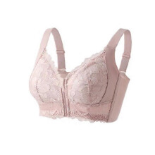 (80=36, Pink Colour) Ziplacy - Ultra Soft Front Zip Wireless Lifting Bra, Women's Sports Bra Wireless