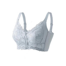 (95=42, Silver Grey) Ziplacy - Ultra Soft Front Zip Wireless Lifting Bra, Women's Sports Bra Wireless