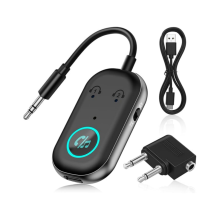 Bluetooth 5.3 zender en ontvanger, 2-in-1 vliegtuig Bluetooth-adapter compatibel met 2 AirPods en draadloze hoofdtelefoons voor tv, audio