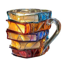 Painted Book Mug Handmade Colored Glass Book Coffee Mug Novelty Colorful Acrylic