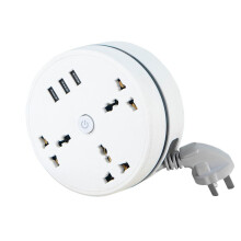 Univerzális elosztóval kompatibilis, visszahúzható kábellel, 3 aljzattal, 3 USB porttal, 1,8 m-es kábellel, 5,9/9,1 láb hosszú kör