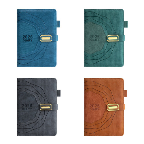 365 dagen 2026 planner premium PU lederen binding dik-blauw 2