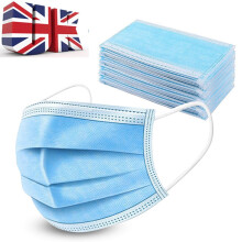 100x Face Masks Disposable Mouth Cover 3PLY Breathable Anti Bacterial Dust UK