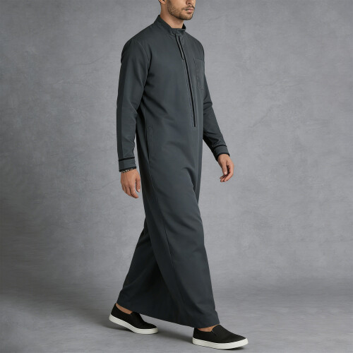 Elegant Middle Eastern Robe For Men Lightweight-dark gray XL 1