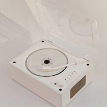 (Woodgrain White) Retro CD Player Rechargeable Support CD BT USB 3.5mm AUX Portable CD Player Bluetooth-Compatible 5.0