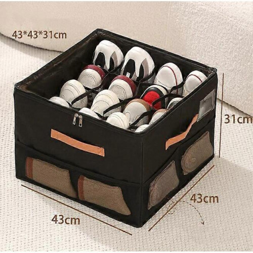 (Enlarge Enlarge) Emboadlie Fabric Shoe Organizer Storage Box,Collapsible Shoe Storage Organizer