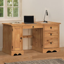 Corona Straight Computer Desk Office Solid Wood Pine Wooden Mercers Furniture