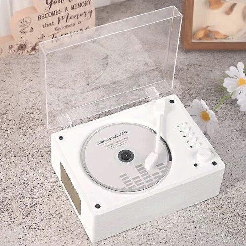 (Woodgrain White) Retro CD Player Rechargeable Support CD BT USB 3.5mm AUX Portable CD Player Bluetooth-Compatible 5.0 1