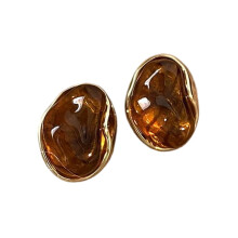 Elegante amberkleurige legering studs oorbellen,-onregelmatig