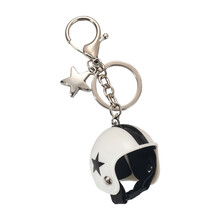 Trendy motorhelm sleutelhanger tas charme voor-Wit