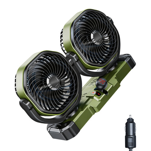 Dubbele kop autokoelventilator met handmatige-24v