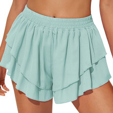 Womens High Waist Athletic Shorts Ruffle Tiered Running-Blue XL