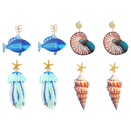 Boucles d'oreilles pendantes sur le thème de l'océan,-Bleu ciel 1