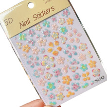 Mooie 5D bloem nagelstickers glanzende schelp glansafwerking-42