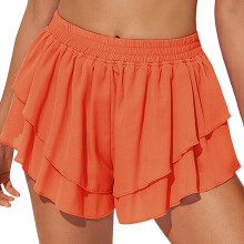 Flowys Running Shorts for Women Double Ruffle-Orange S
