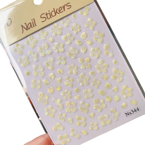 Artistic 5D Flower Nail Stickers With Elegant Shell Glow-44