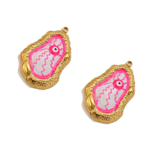 Pack of 2 Antique Style Devil Eye Charm Irregular Stone-Pink