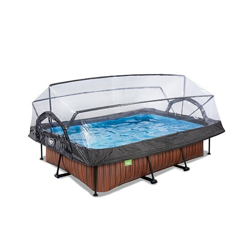 Exit Toys Exit Wood Pool 7Ft X 5Ft X 25.6In With Filter Pump And Dome – Brown